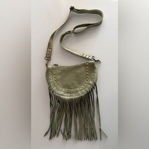 Anthropologie Studded Fringe Leather Crossbody Shoulder Bag Purse *please read*